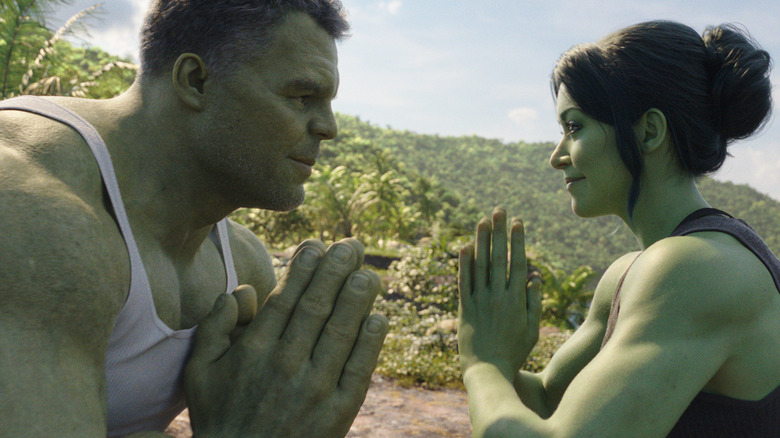 Hulk and She-Hulk meditating