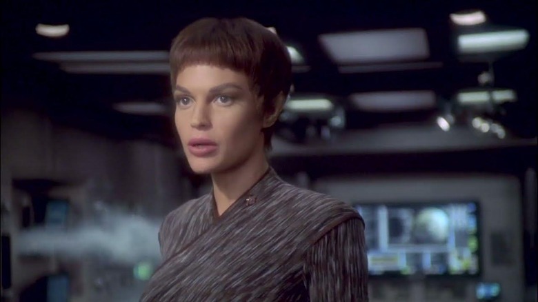 T'Pol looks at the viewscreen