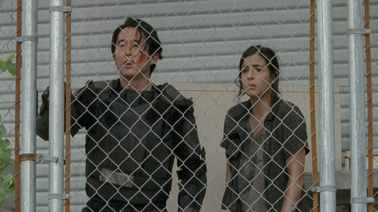 Glenn and Tara looking through a fence