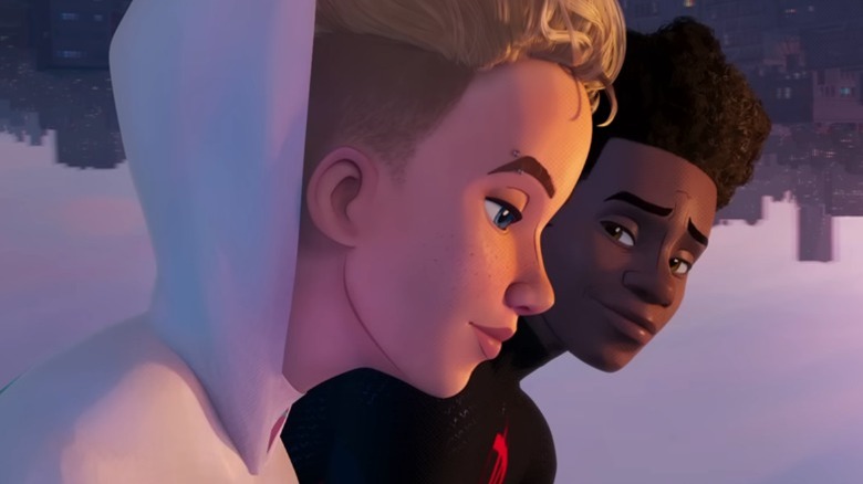 Miles Morales and Gwen Stacy sitting