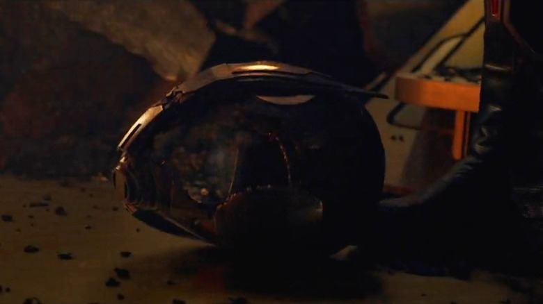 A broken Ant-Man helmet