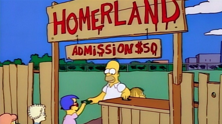 Homer selling tickets to Homerland