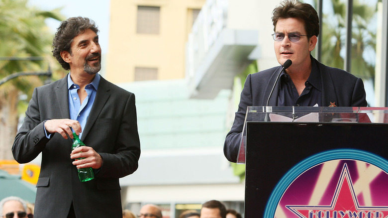 Chuck Lorre and Charlie Sheen talking