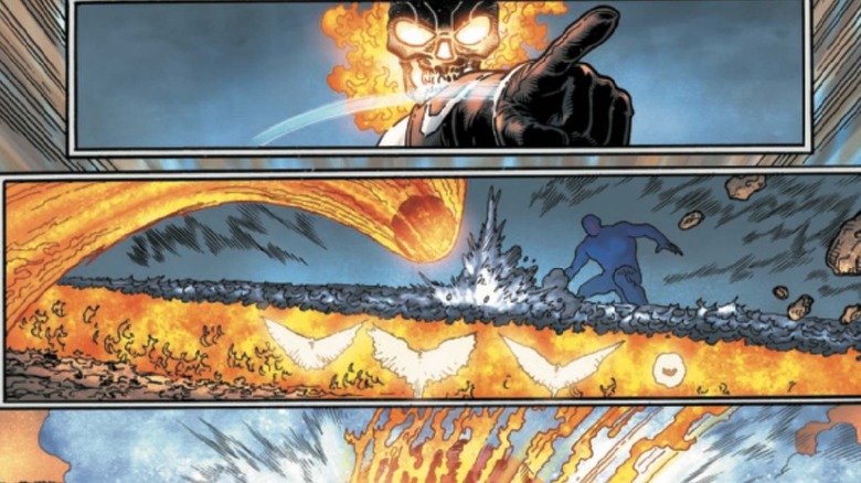 Ghost Rider commanding a fiery attack