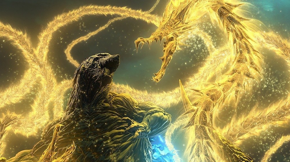 Godzilla fighting King Ghidorah