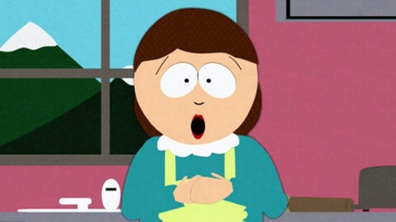 Cartman's mom looking surprised