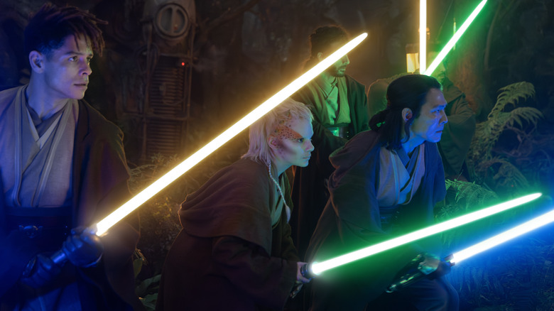 Team of Jedi with lightsabers