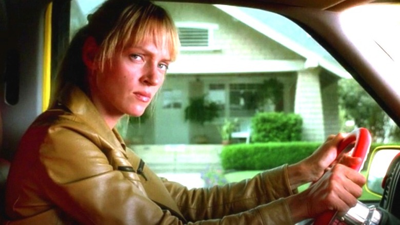 The Bride in the driver's seat in Kill Bill Vol. 1