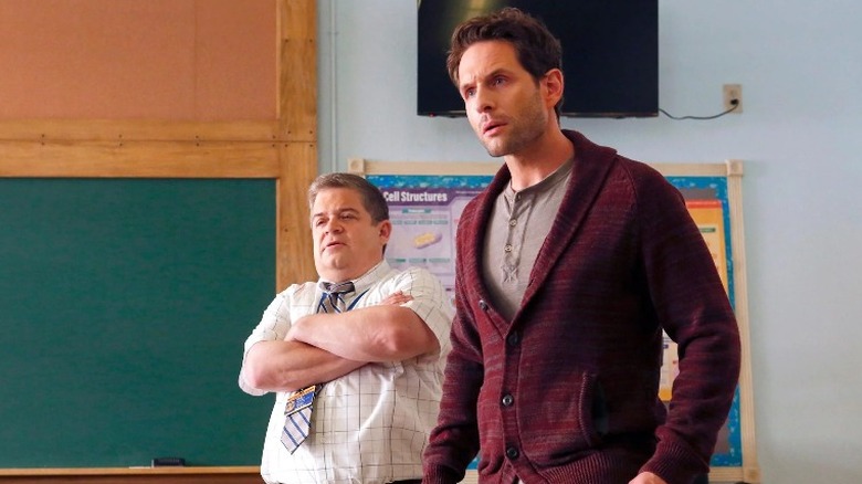 Glenn Howerton and Patton Oswalt in A.P. Bio standing