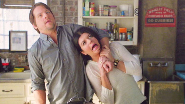 Zackary Knighton arm around Casey Wilson  Happy Endings