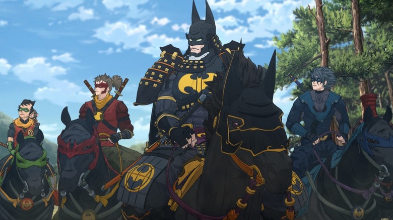 the Bat-family on horses in feudal Japan