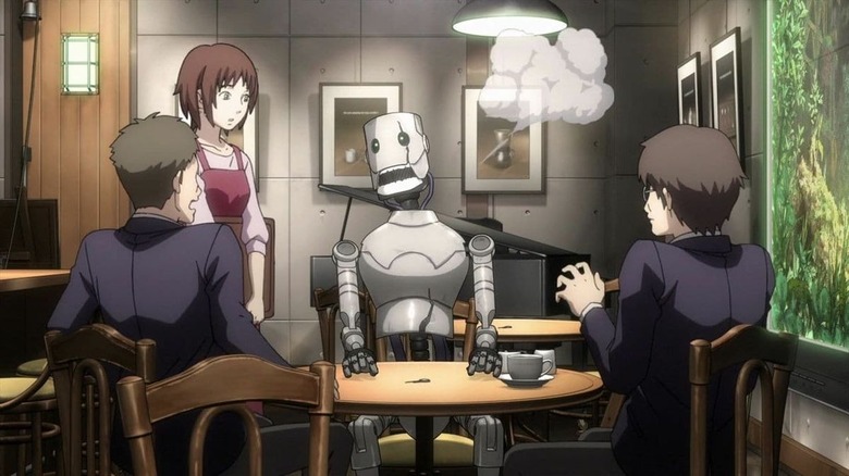 humans and androids at The Time of Eve cafe