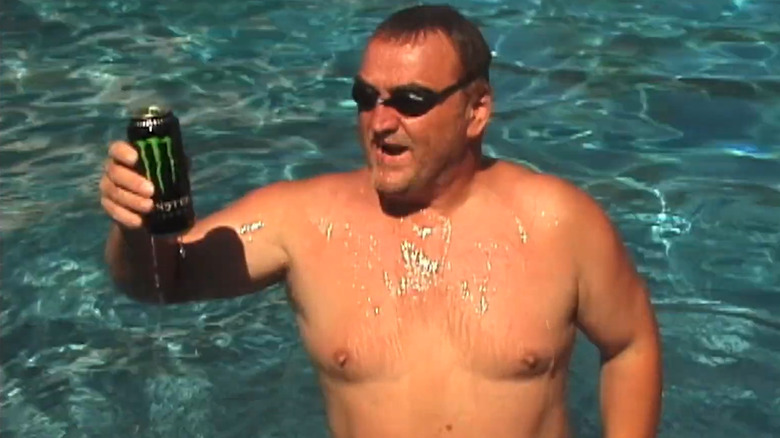 Martin Strell promotes Monster Energy Drink in "Big River Man" (2009)