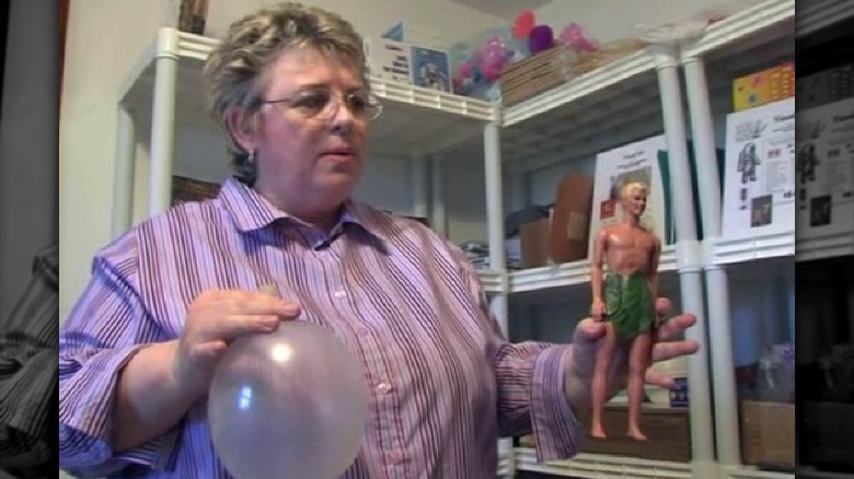 Becky Fischer holding balloon