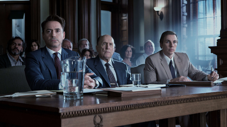 Robert Downey Jr., Robert Duvall and Dax Shepard in "The Judge"