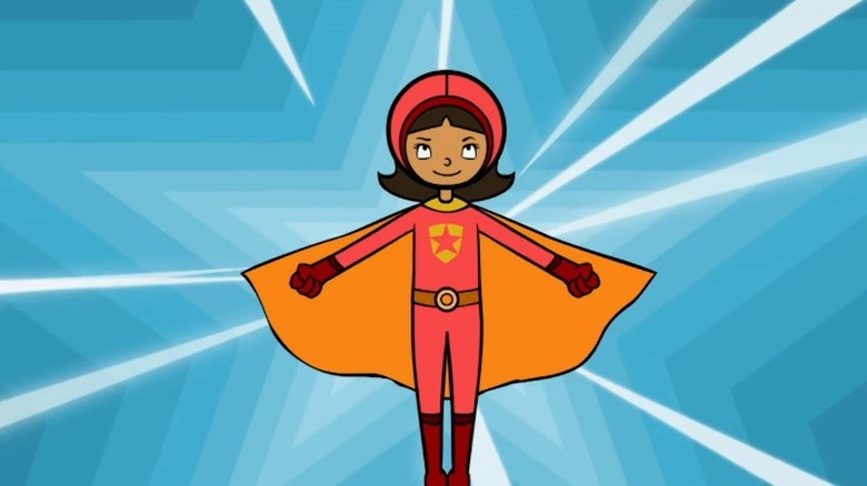 WordGirl ascending to the sky