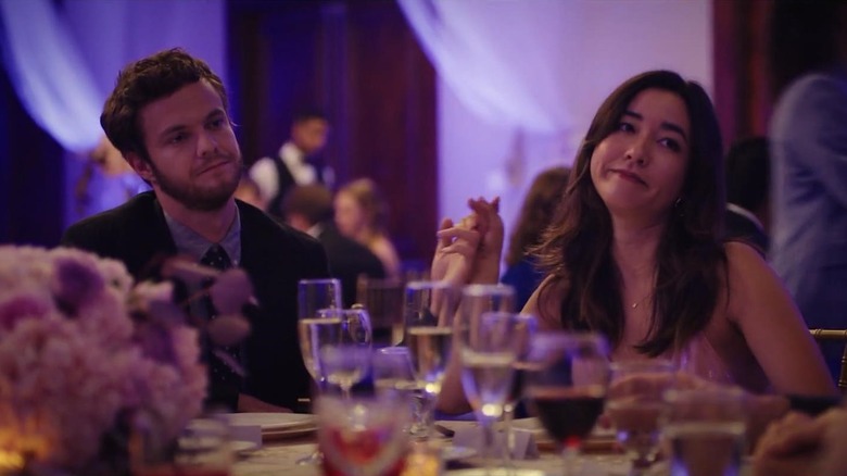 Jack Quaid and Maya Erskine eat in Plus One