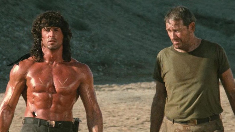 Sylvester Stallone and Richard Crenna walking in the desert