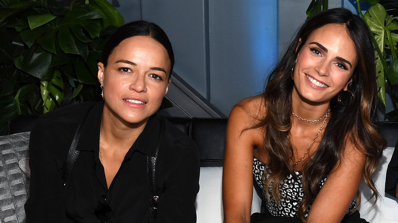 Jordana Brewster and Michelle Rodriguez pose and smile