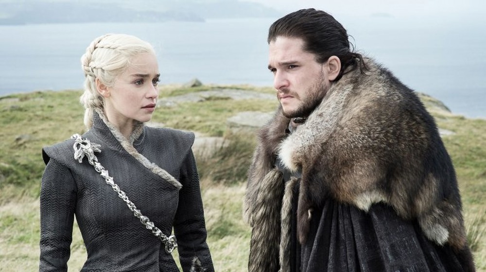 Emilia Clarke as Daenerys Targaryen and Kit Harington as Jon Snow on Game of Thrones