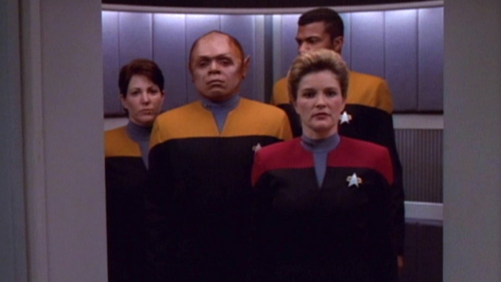 Capt. Janeway escorts Tuvix to be executed