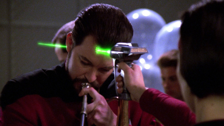 Ro shoots Riker in the head with a phaser