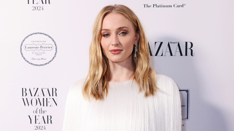 Sophie Turner posing at a Harper's Bazaar event