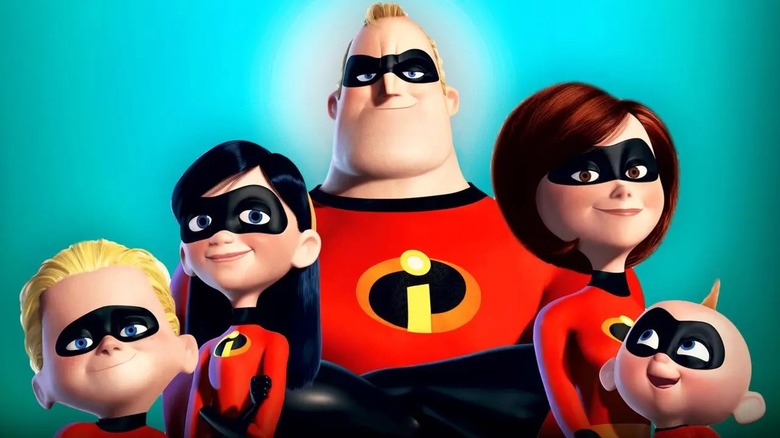 The Incredibles with blue background