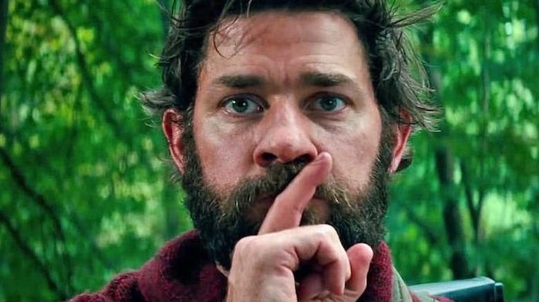 John Krasinski doing shush in A Quiet Place