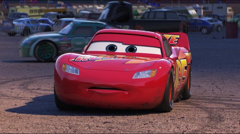 Lightning McQueen looking unsure in Cars 3