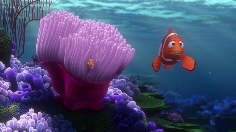 Marlin and Nemo looking out into the open ocean in Finding Nemo