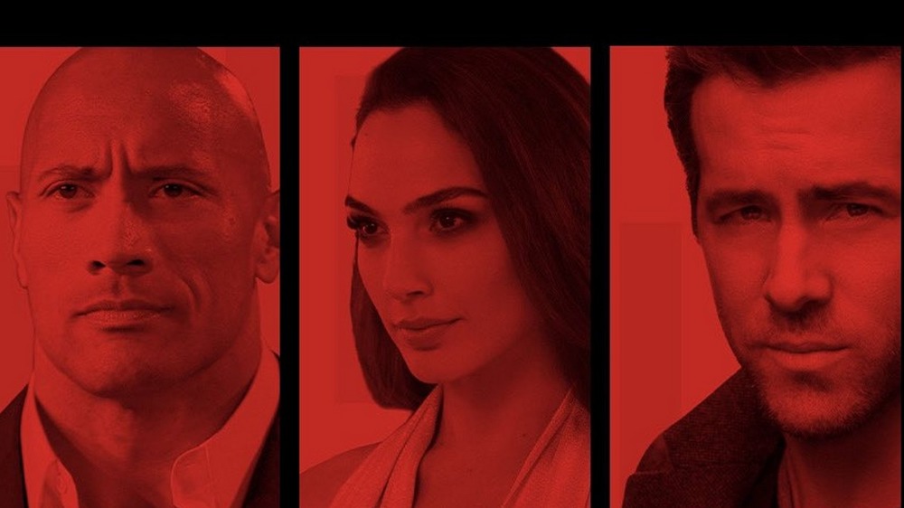 Red Notice starring The Rock, Gal Gadot, and Ryan Reynolds