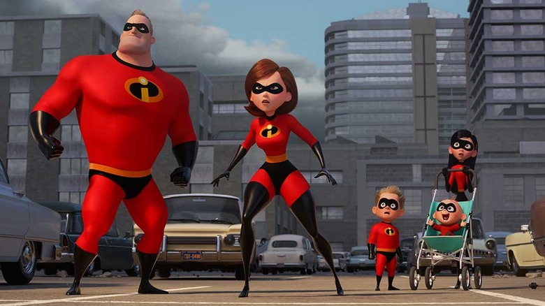 Parr family in superhero outfits