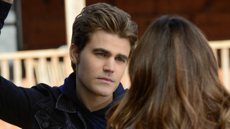 Stefan looks at Elena