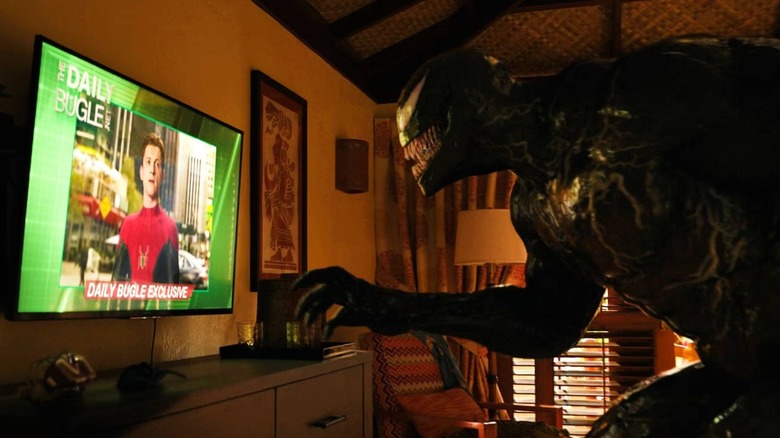 Venom watching Spider-Man on TV