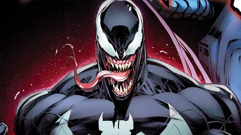 Venom smiling with full tongue