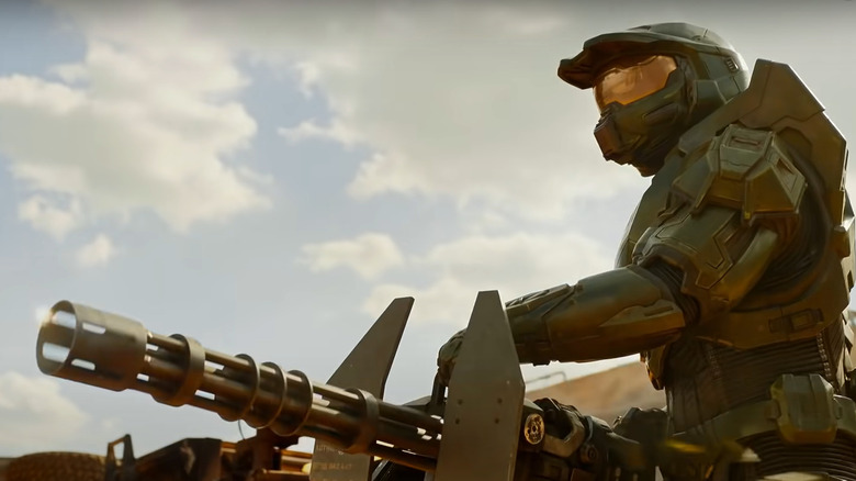 Master Chief with minigun, Halo