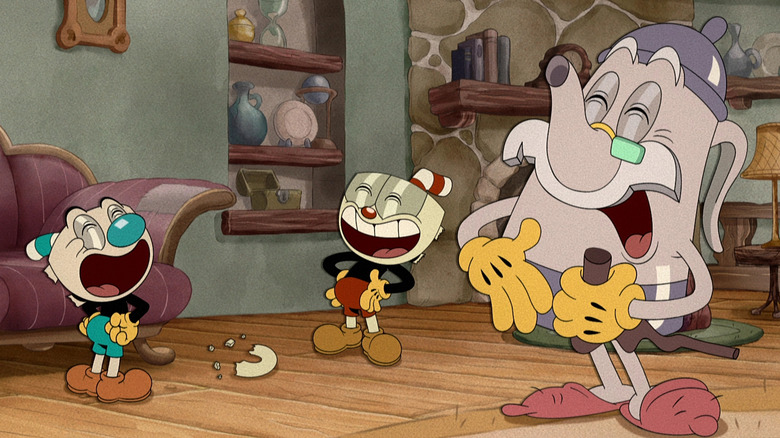 Cuphead characters laughing