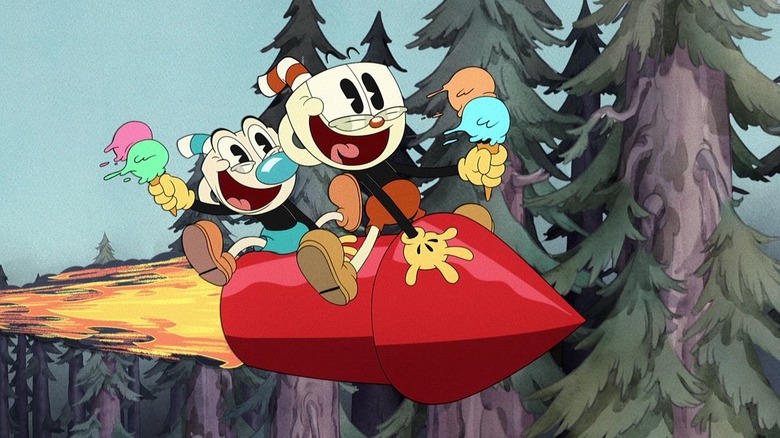 Cuphead and Mugman getting into trouble