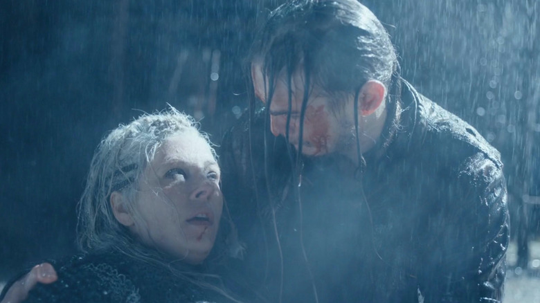 A bloodied Hvitserk holding Lagertha