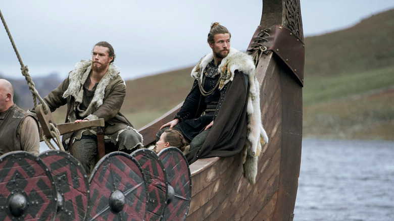 Leif and Harald on a Viking boat