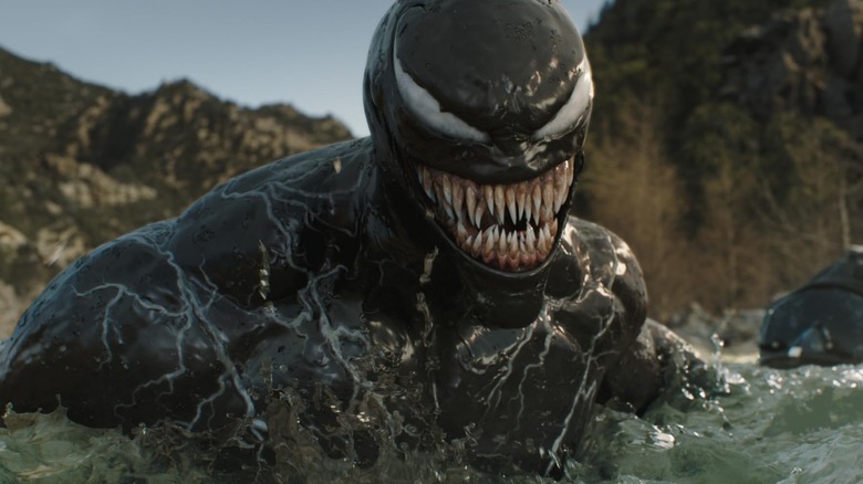 Venom rides a roaring river in "Venom: The Last Dance"