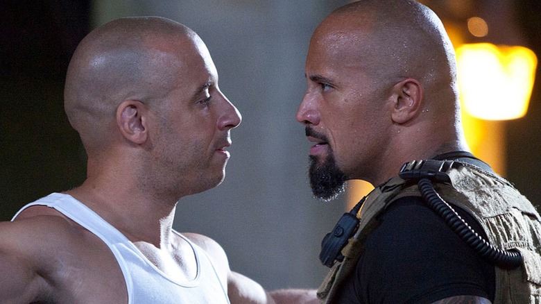 Dom Toretto and Luke Hobbs having a stare down 