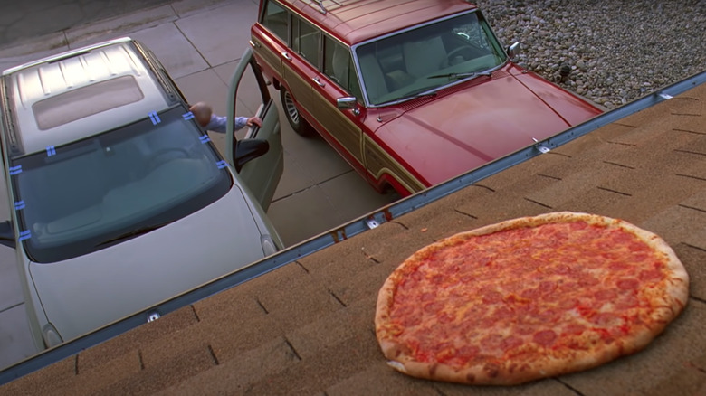 A pizza on the roof of the White house