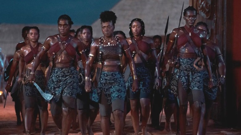 Agojie woman warriors walking together