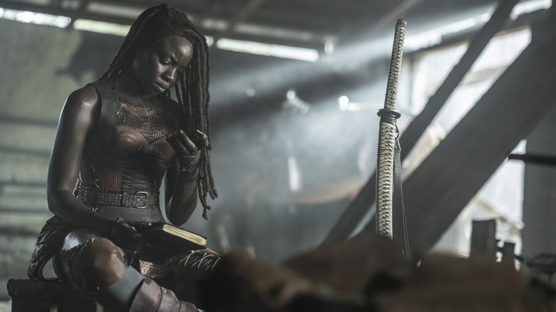 Michonne in fighting leathers