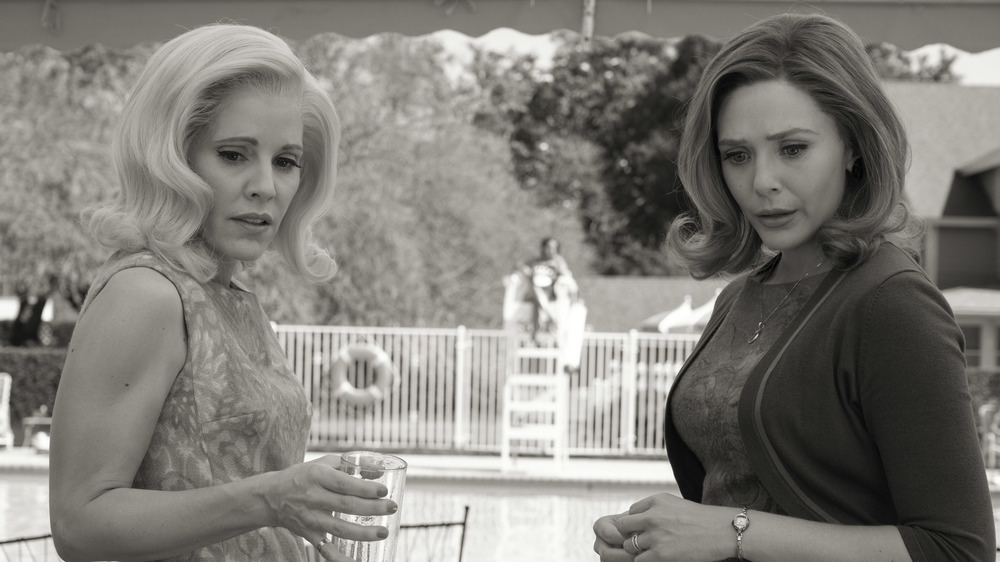 Emma Caulfield and Elizabeth Olsen in WandaVision