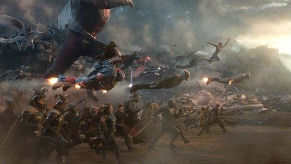 The Avengers running into battle