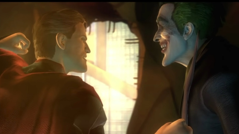 Superman preparing to punch Joker