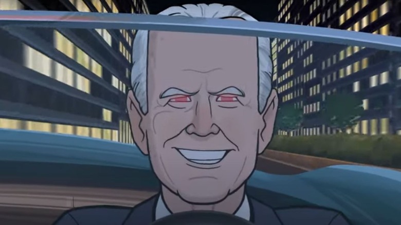 Joe Biden smiling red eyes